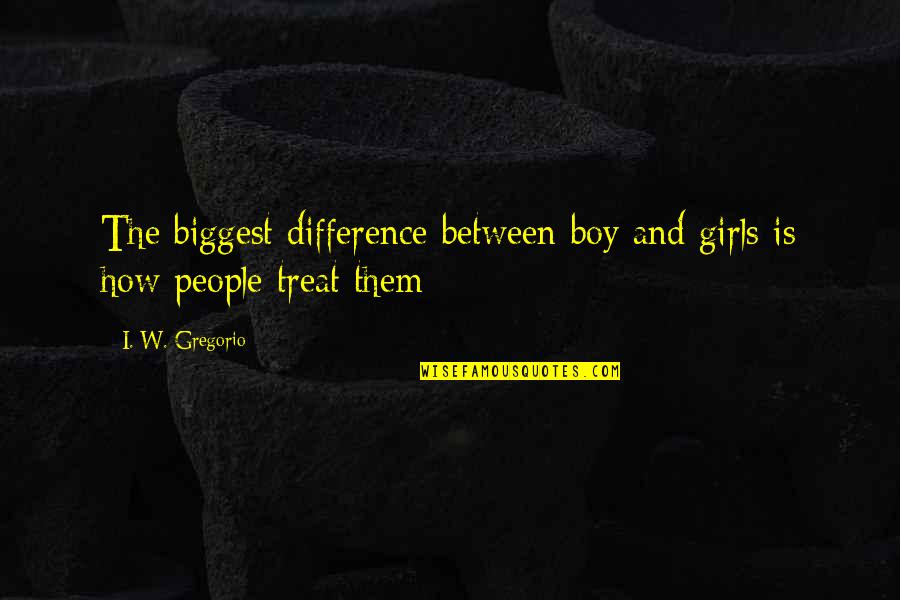 Zimowe Quotes By I. W. Gregorio: The biggest difference between boy and girls is