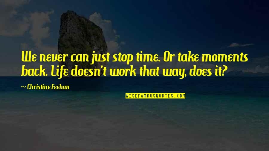 Zinabus Quotes By Christine Feehan: We never can just stop time. Or take
