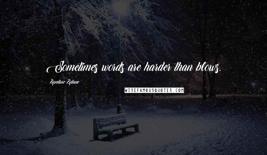 Zinedine Zidane quotes: Sometimes words are harder than blows.