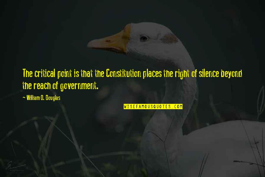 Zipfel Eini Quotes By William O. Douglas: The critical point is that the Constitution places Zipfel Eini Quotes By William O. Douglas: The critical point is that the Constitution places