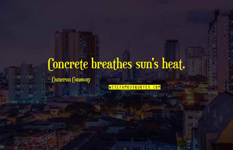 Zirin's Quotes By Cameron Conaway: Concrete breathes sun's heat.