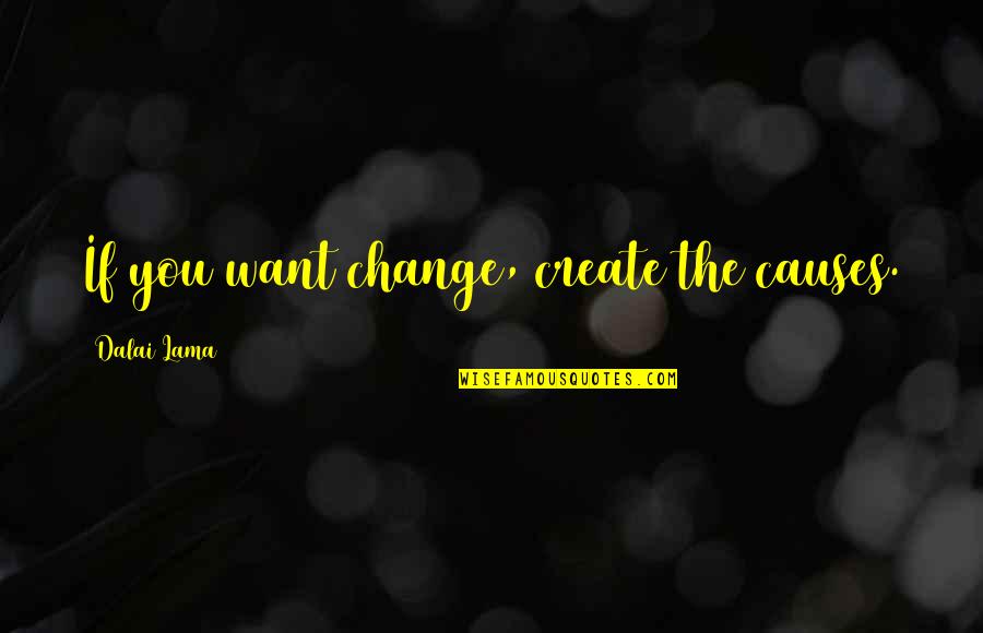Zirishi Quotes By Dalai Lama: If you want change, create the causes. Zirishi Quotes By Dalai Lama: If you want change, create the causes.