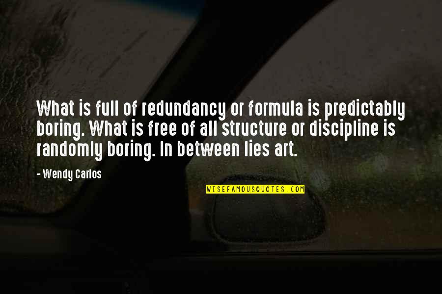 Zitovault Quotes By Wendy Carlos: What is full of redundancy or formula is Zitovault Quotes By Wendy Carlos: What is full of redundancy or formula is