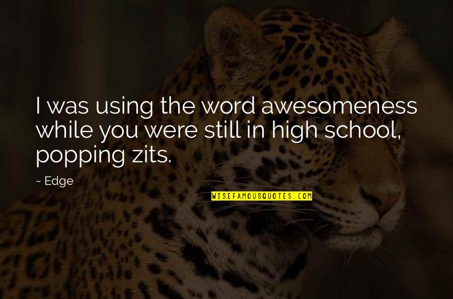Zits Quotes By Edge: I was using the word awesomeness while you