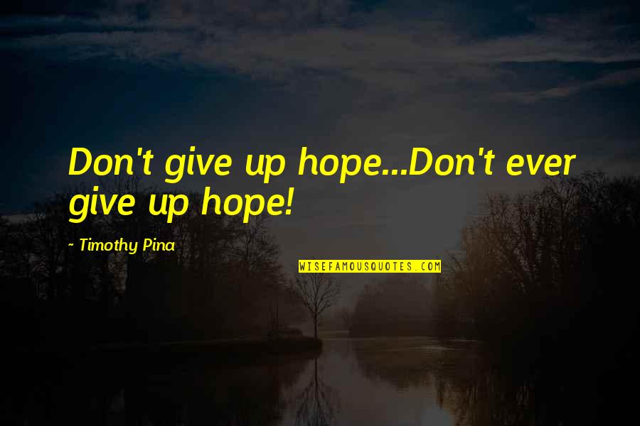 Zivka Radivojevic Quotes By Timothy Pina: Don't give up hope...Don't ever give up hope! Zivka Radivojevic Quotes By Timothy Pina: Don't give up hope...Don't ever give up hope!