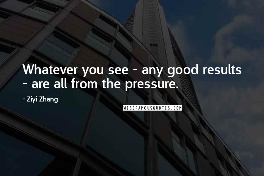 Ziyi Zhang quotes: Whatever you see - any good results - are all from the pressure.