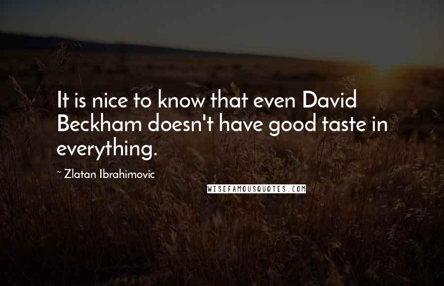 Zlatan Ibrahimovic quotes: It is nice to know that even David Beckham doesn't have good taste in everything.