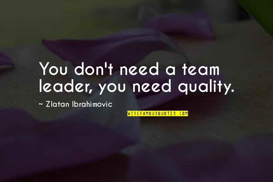 Zlatan Ibrahimovic Quotes By Zlatan Ibrahimovic: You don't need a team leader, you need