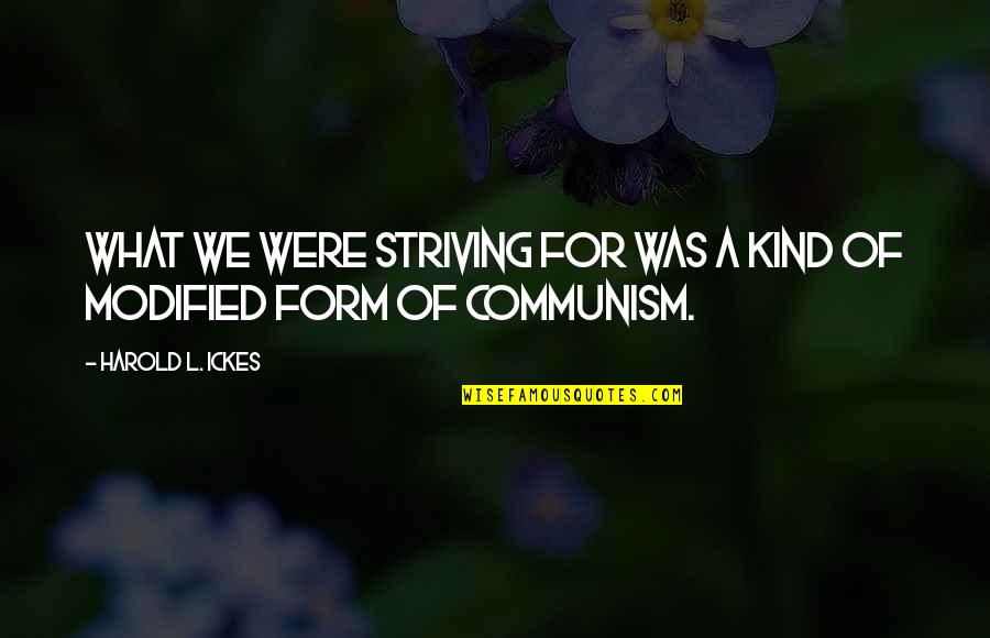 Zlote Quotes By Harold L. Ickes: What we were striving for was a kind