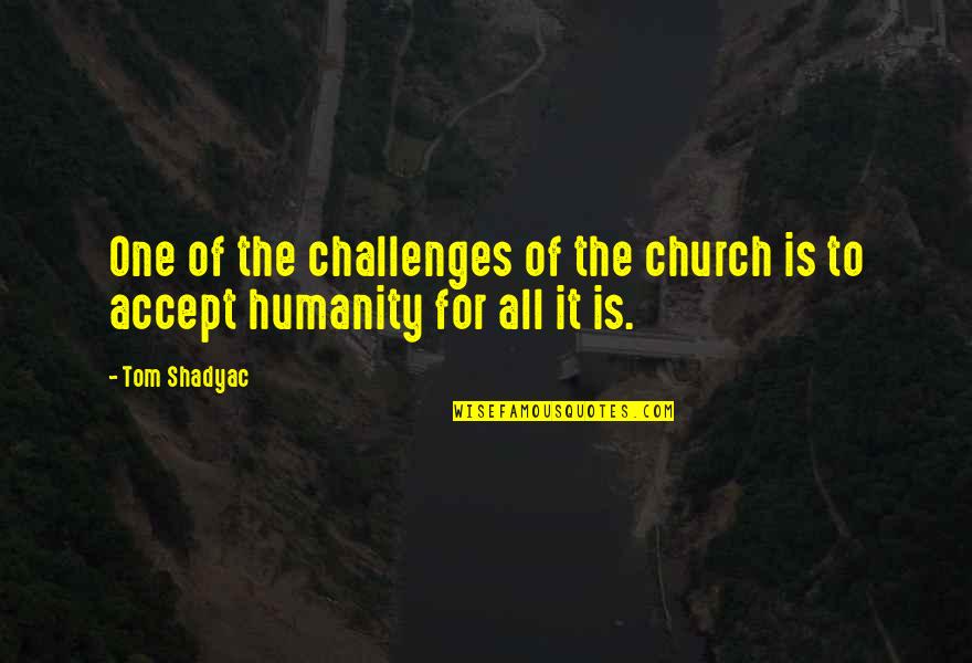 Zmniswinebi Quotes By Tom Shadyac: One of the challenges of the church is