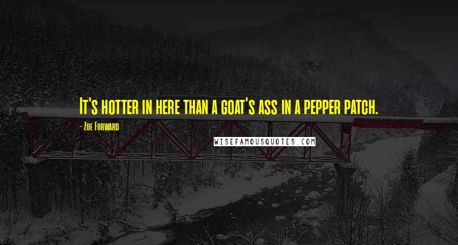 Zoe Forward quotes: It's hotter in here than a goat's ass in a pepper patch.