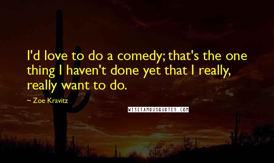 Zoe Kravitz quotes: I'd love to do a comedy; that's the one thing I haven't done yet that I really, really want to do.