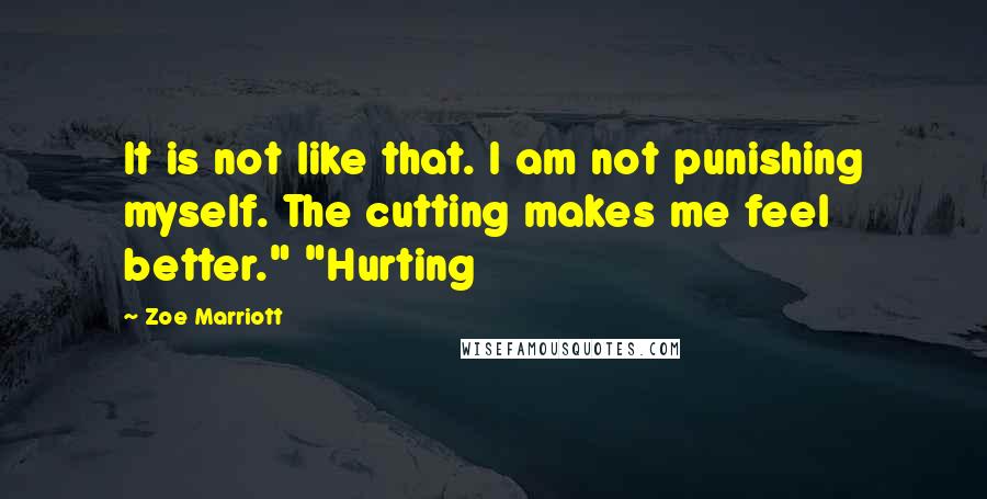 Zoe Marriott quotes: It is not like that. I am not punishing myself. The cutting makes me feel better." "Hurting