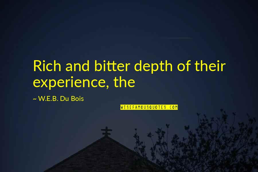 Zollverein Quotes By W.E.B. Du Bois: Rich and bitter depth of their experience, the