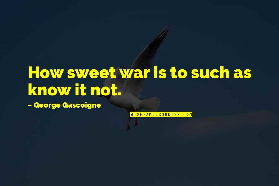 Zombis J T K Quotes By George Gascoigne: How sweet war is to such as know
