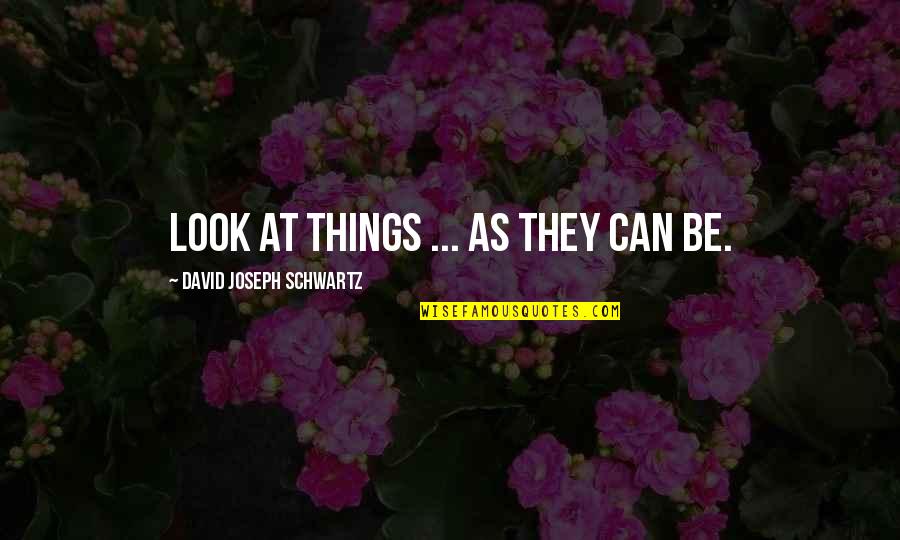Zona Nyaman Quotes By David Joseph Schwartz: Look at things ... as they can be.