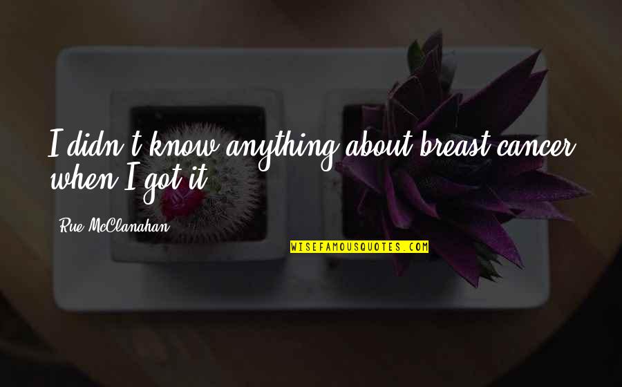 Zoological Quotes By Rue McClanahan: I didn't know anything about breast cancer when Zoological Quotes By Rue McClanahan: I didn't know anything about breast cancer when
