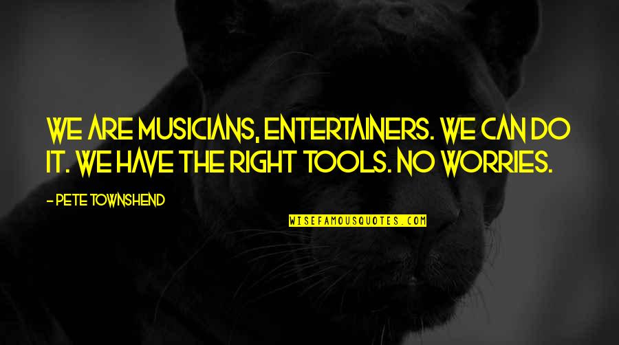 Zoopy Fun Quotes By Pete Townshend: We are musicians, entertainers. We can do it.