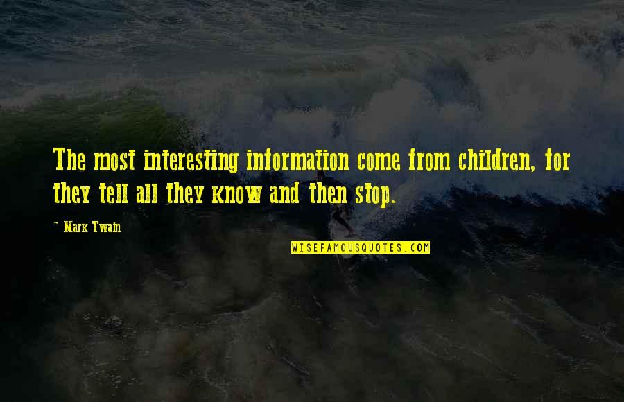 Zoos Saving Animals Quotes By Mark Twain: The most interesting information come from children, for