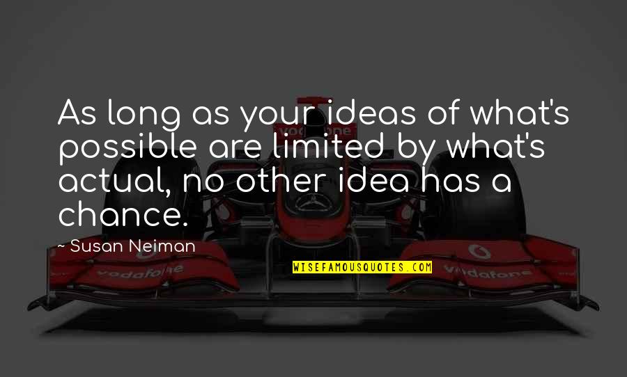 Zora Arkus Duntov Quotes By Susan Neiman: As long as your ideas of what's possible Zora Arkus Duntov Quotes By Susan Neiman: As long as your ideas of what's possible