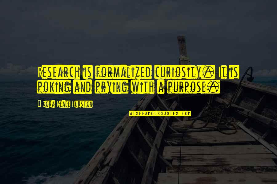 Zora's Quotes By Zora Neale Hurston: Research is formalized curiosity. It is poking and