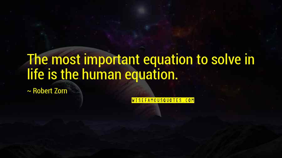 Zorn Quotes By Robert Zorn: The most important equation to solve in life