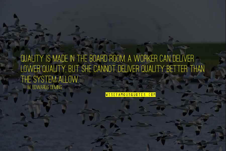 Zoryas Quotes By W. Edwards Deming: Quality is made in the board room. A Zoryas Quotes By W. Edwards Deming: Quality is made in the board room. A