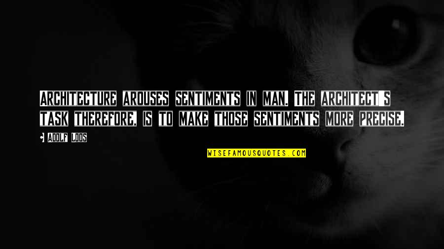 Zubairi Plastics Quotes By Adolf Loos: Architecture arouses sentiments in man. The architect's task Zubairi Plastics Quotes By Adolf Loos: Architecture arouses sentiments in man. The architect's task