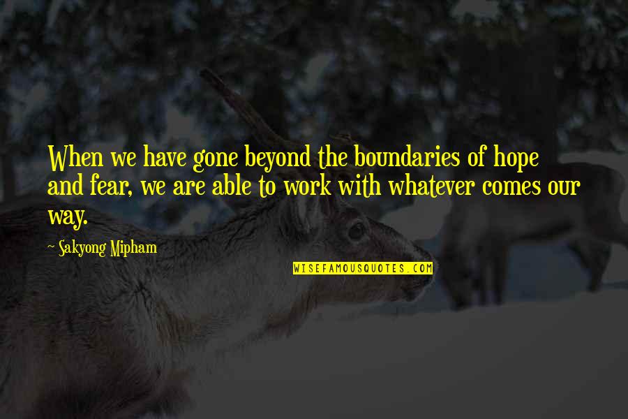 Zuccarelli Pompano Quotes By Sakyong Mipham: When we have gone beyond the boundaries of Zuccarelli Pompano Quotes By Sakyong Mipham: When we have gone beyond the boundaries of