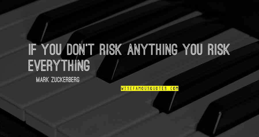 Zuckerberg Quotes By Mark Zuckerberg: If you don't risk anything you risk everything