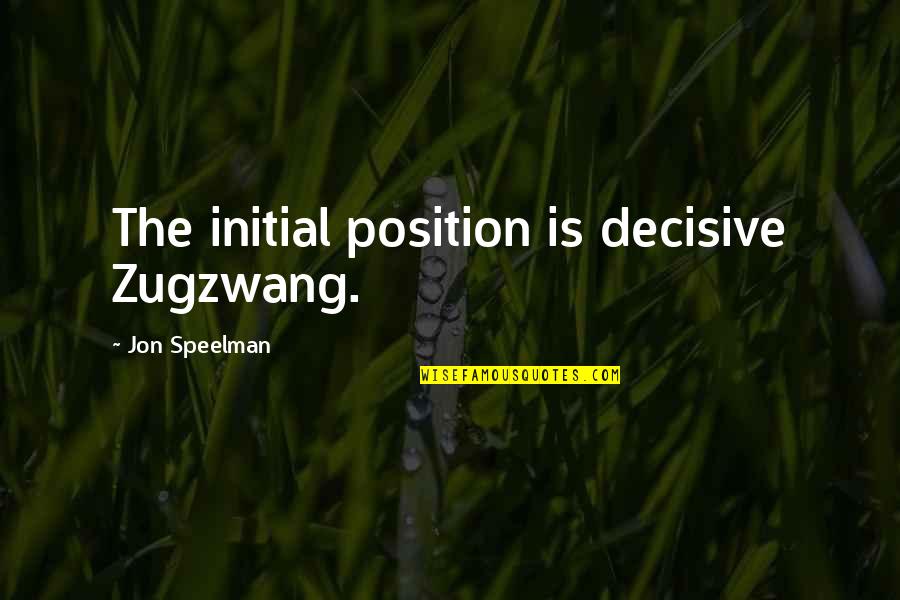 Zugzwang Quotes By Jon Speelman: The initial position is decisive Zugzwang.