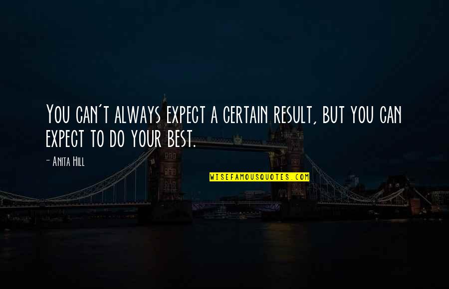 Zuigen Aan Quotes By Anita Hill: You can't always expect a certain result, but
