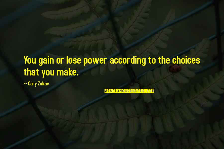 Zukav Gary Quotes By Gary Zukav: You gain or lose power according to the