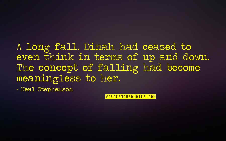Zukyun Quotes By Neal Stephenson: A long fall. Dinah had ceased to even