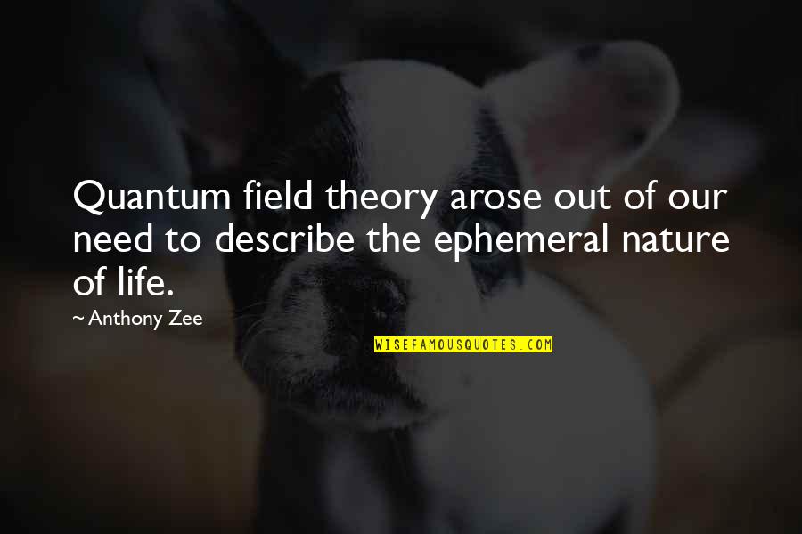 Zulus Mc Quotes By Anthony Zee: Quantum field theory arose out of our need
