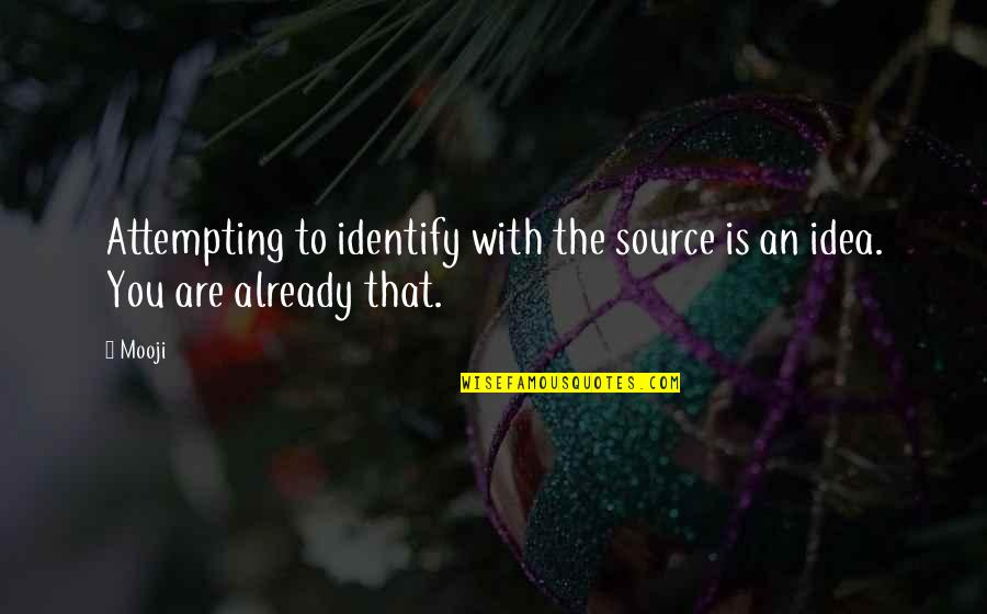 Zuriel Quotes By Mooji: Attempting to identify with the source is an