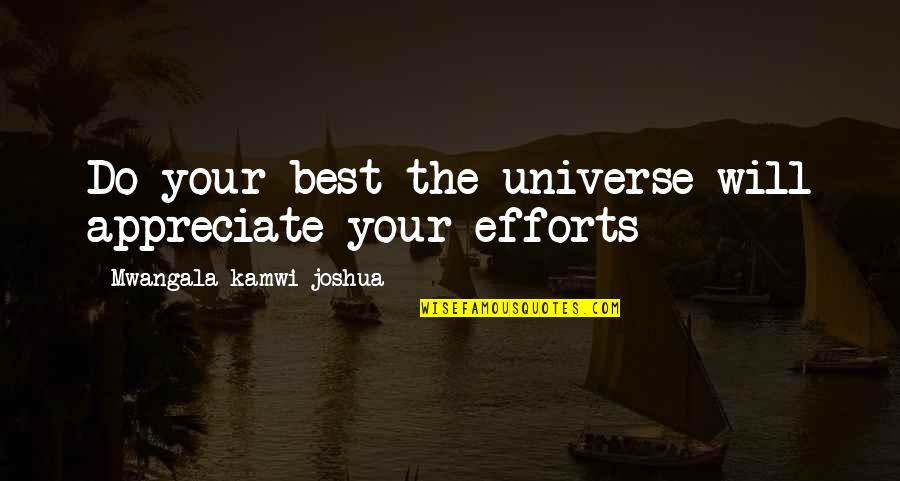 Zurueckzukommen Quotes By Mwangala Kamwi Joshua: Do your best the universe will appreciate your