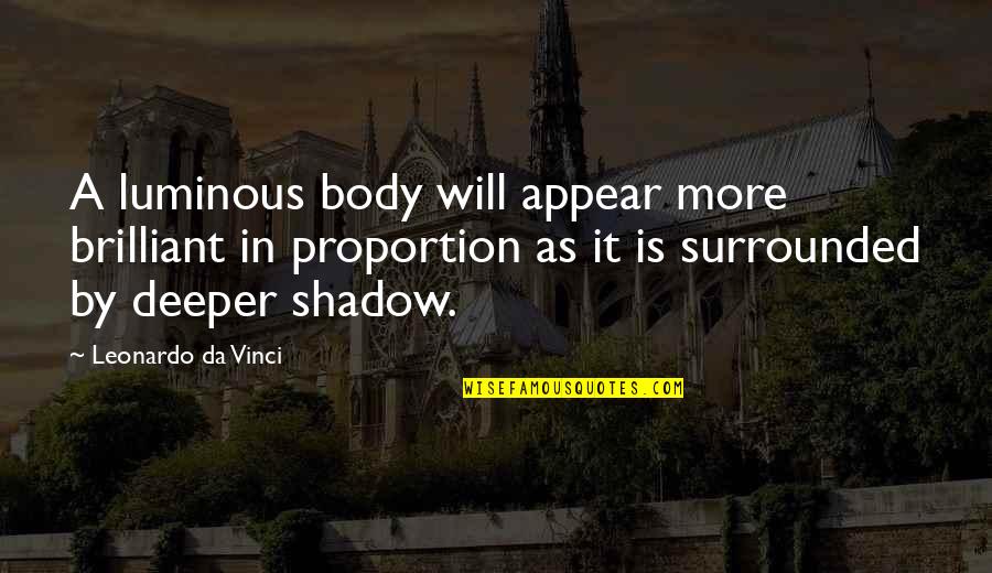 Zuversichtlich English Quotes By Leonardo Da Vinci: A luminous body will appear more brilliant in
