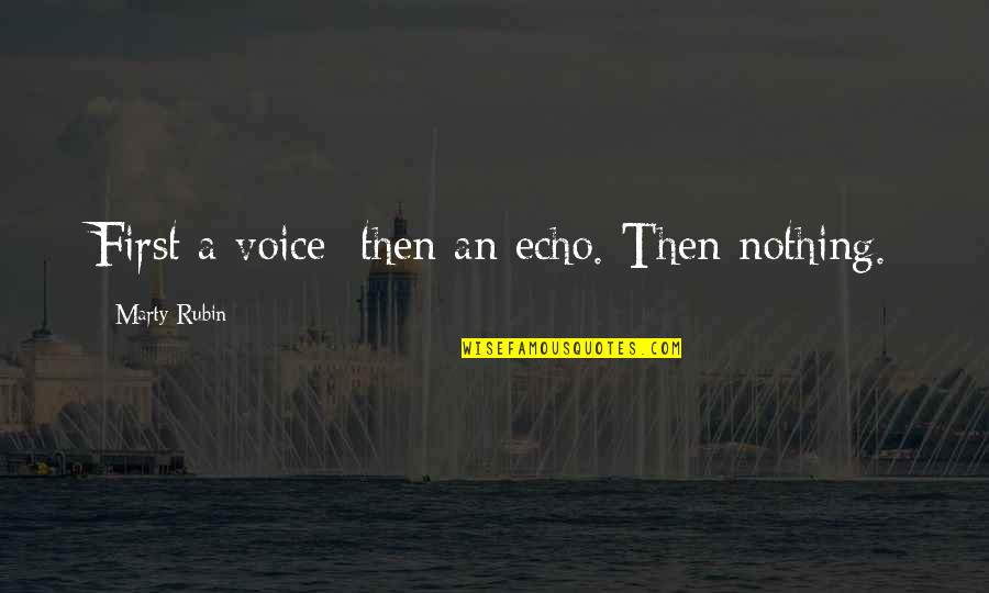 Zvezdan Mitrovic Quotes By Marty Rubin: First a voice; then an echo. Then nothing. Zvezdan Mitrovic Quotes By Marty Rubin: First a voice; then an echo. Then nothing.