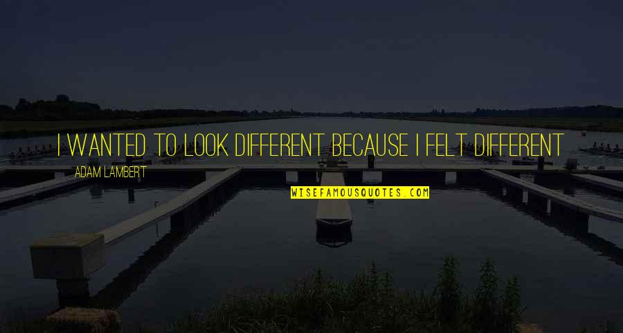 Zweimal Oder Quotes By Adam Lambert: I wanted to look different because I felt Zweimal Oder Quotes By Adam Lambert: I wanted to look different because I felt