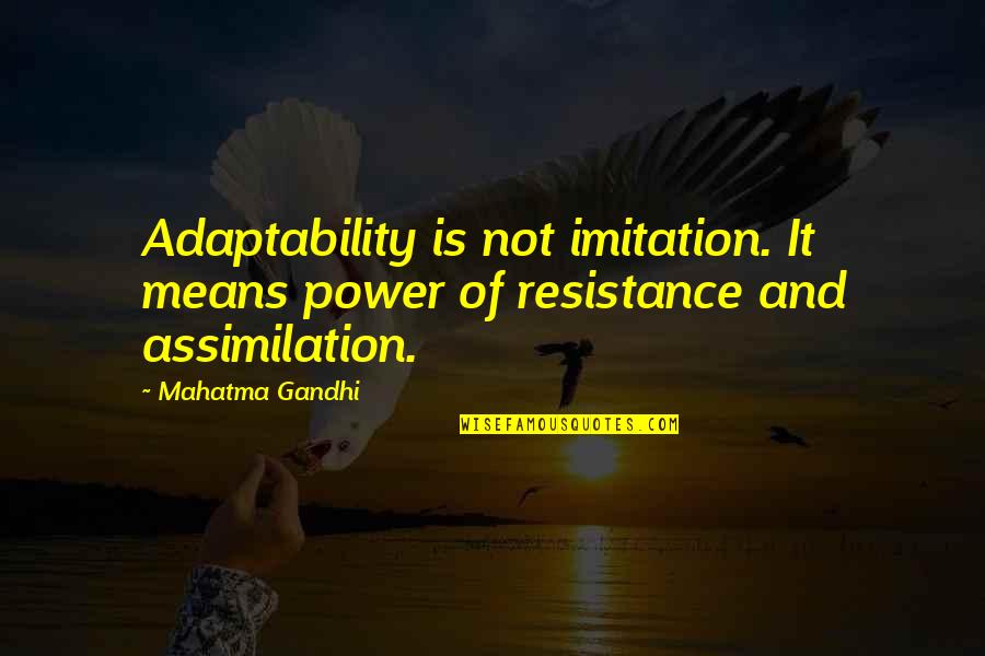 Zwingen Hobby Quotes By Mahatma Gandhi: Adaptability is not imitation. It means power of