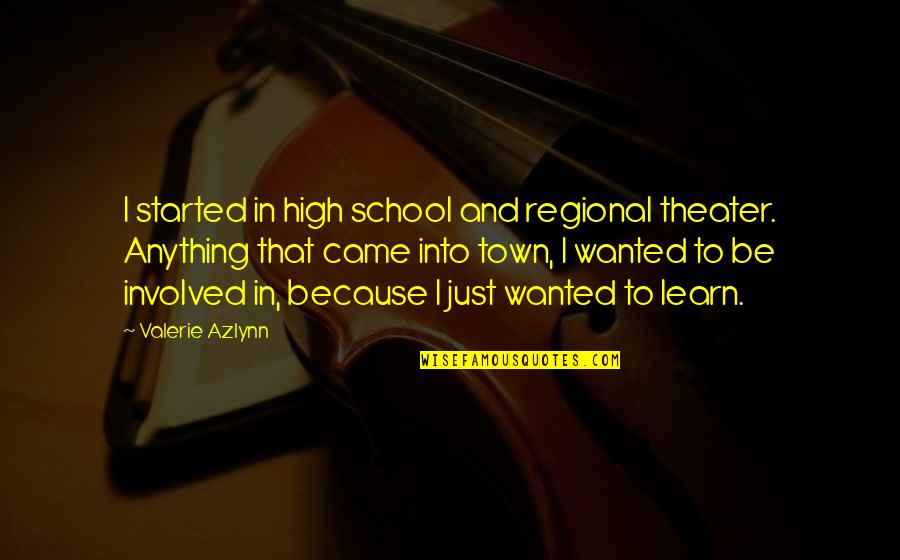 Zwingenberg Wetter Quotes By Valerie Azlynn: I started in high school and regional theater. Zwingenberg Wetter Quotes By Valerie Azlynn: I started in high school and regional theater.