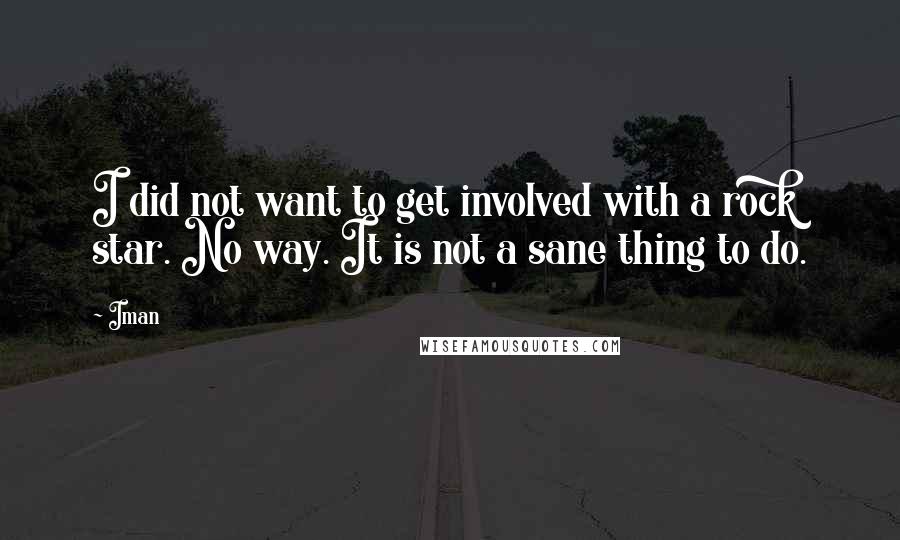 Iman Quotes: I did not want to get involved with a rock star. No way. It is not a sane thing to do.