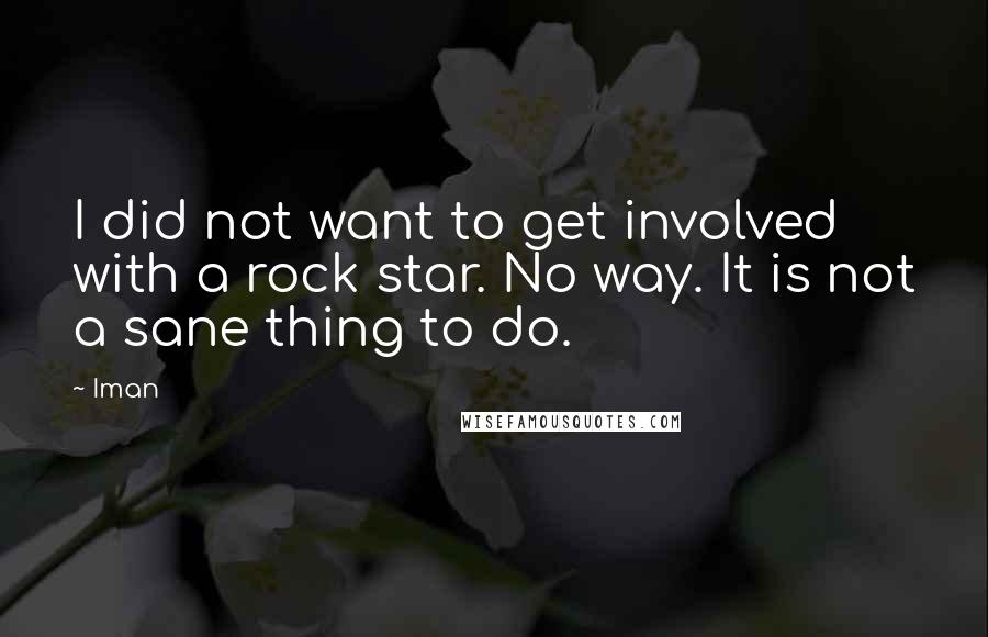 Iman Quotes: I did not want to get involved with a rock star. No way. It is not a sane thing to do.