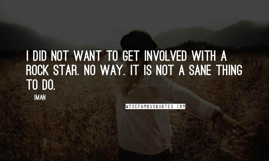 Iman Quotes: I did not want to get involved with a rock star. No way. It is not a sane thing to do.