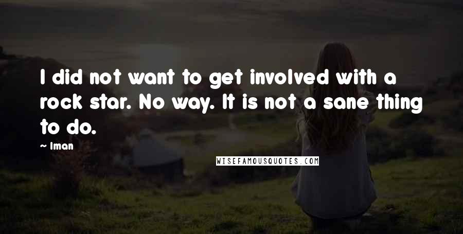 Iman Quotes: I did not want to get involved with a rock star. No way. It is not a sane thing to do.