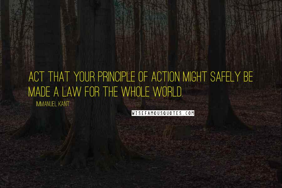 Immanuel Kant Quotes: Act that your principle of action might safely be made a law for the whole world.