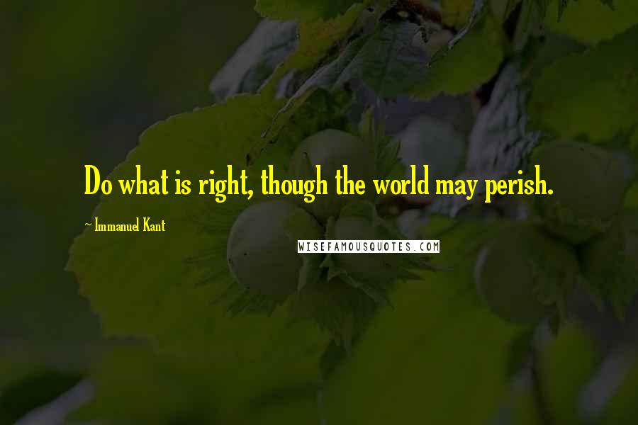 Immanuel Kant Quotes: Do what is right, though the world may perish.