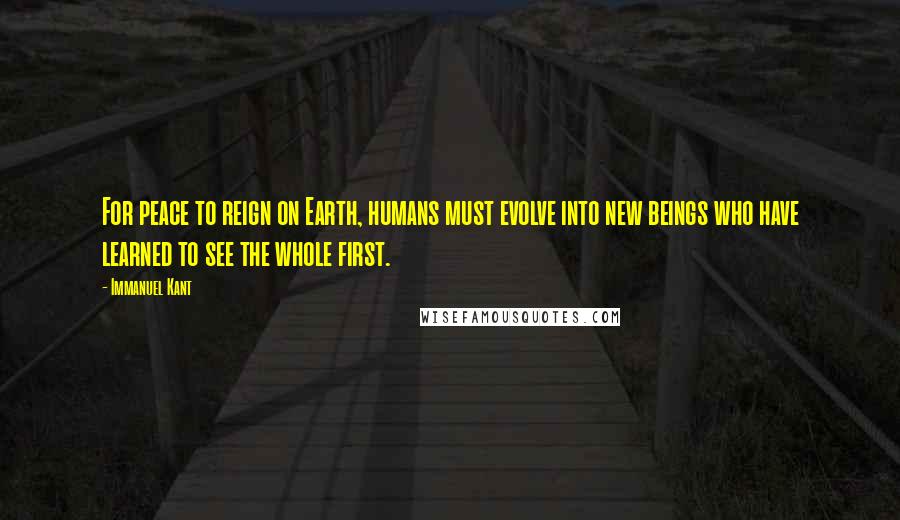 Immanuel Kant Quotes: For peace to reign on Earth, humans must evolve into new beings who have learned to see the whole first.