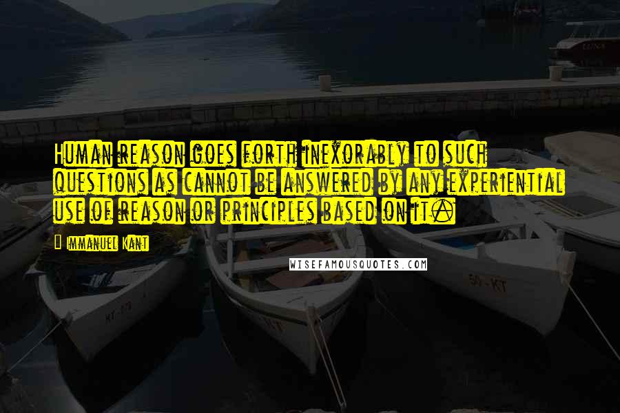 Immanuel Kant Quotes: Human reason goes forth inexorably to such questions as cannot be answered by any experiential use of reason or principles based on it.